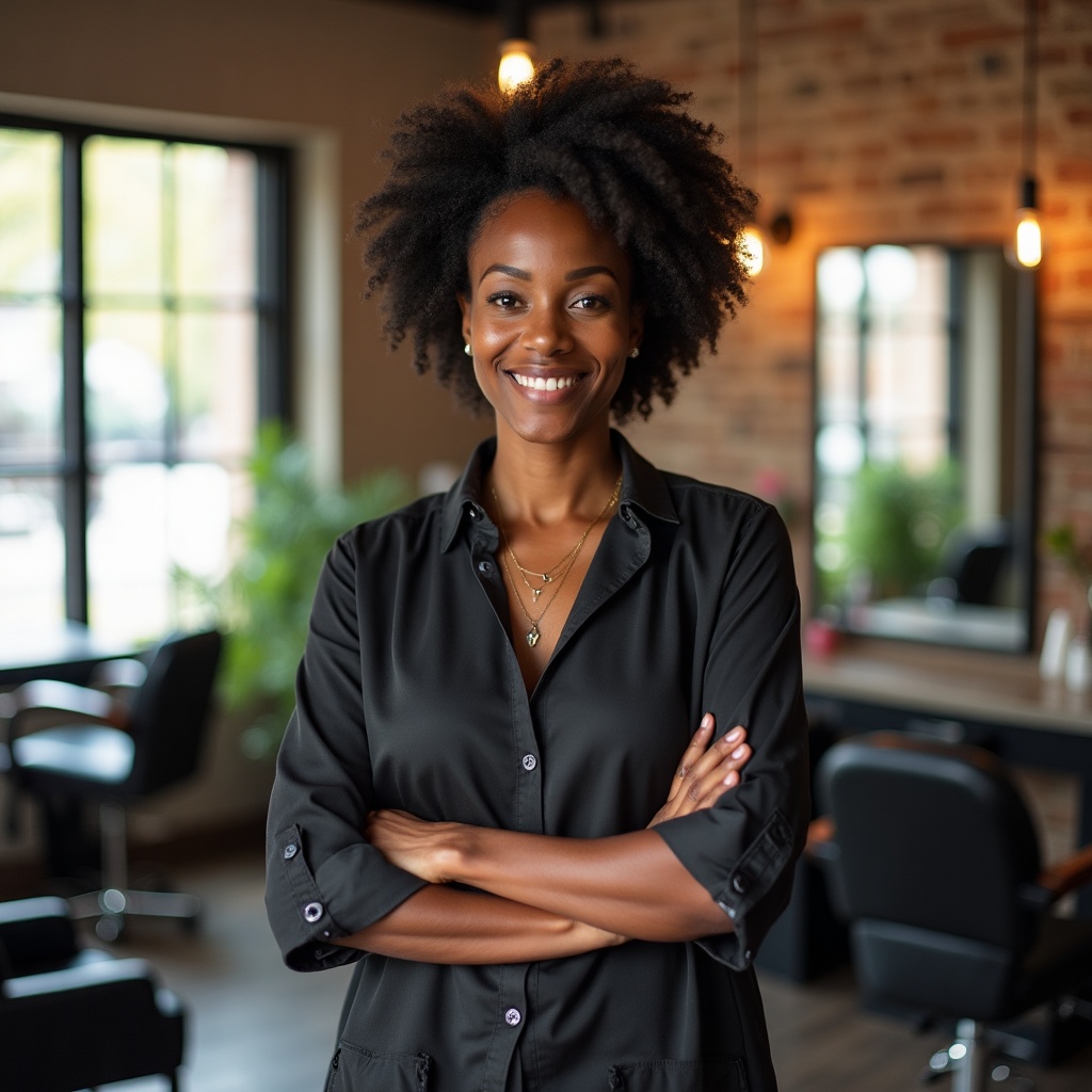 Salon owner in her salon